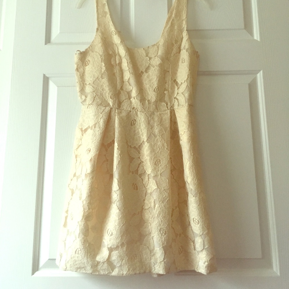 Gold lace tank top sleeved dress