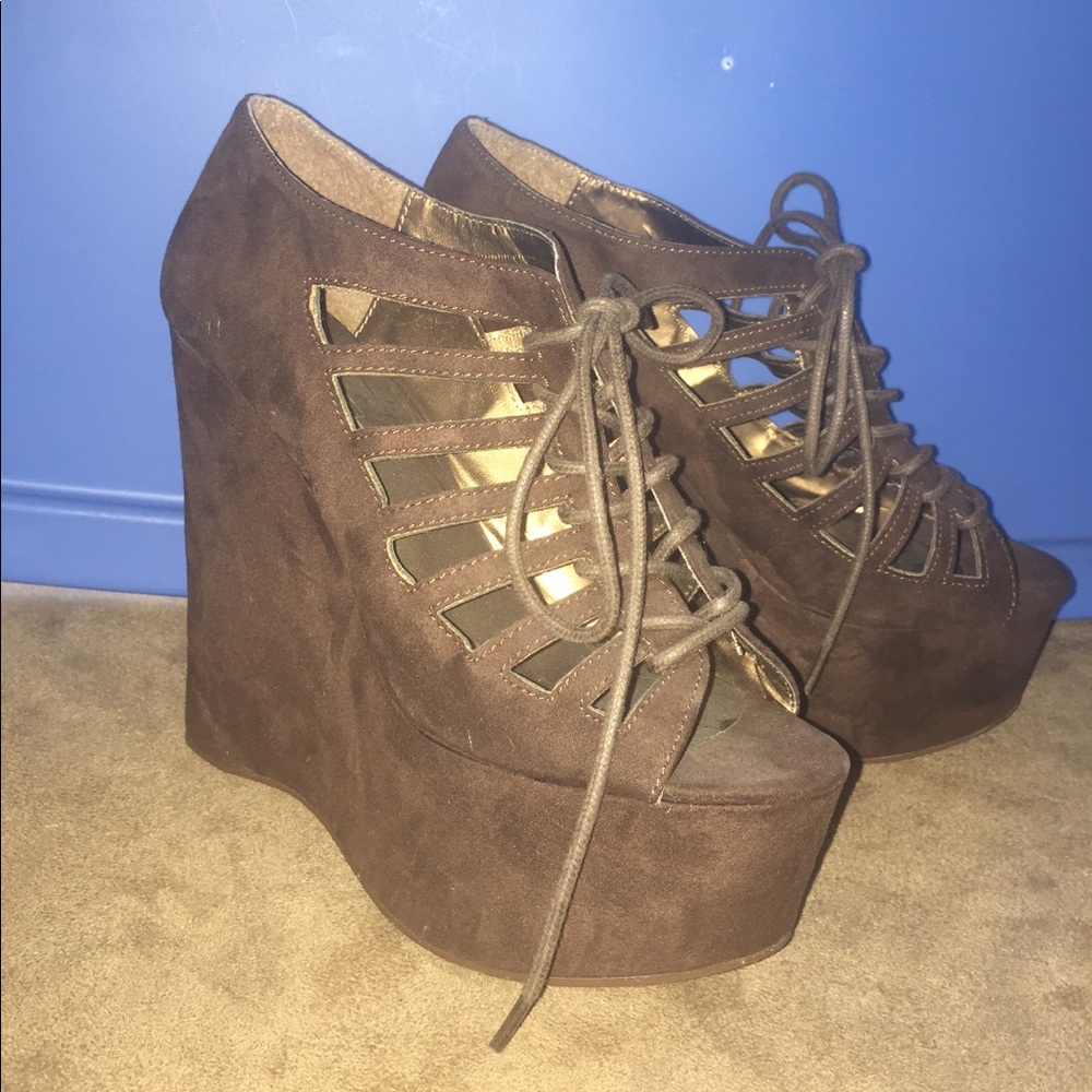 C Label brown platform shoes! Sz 8 !