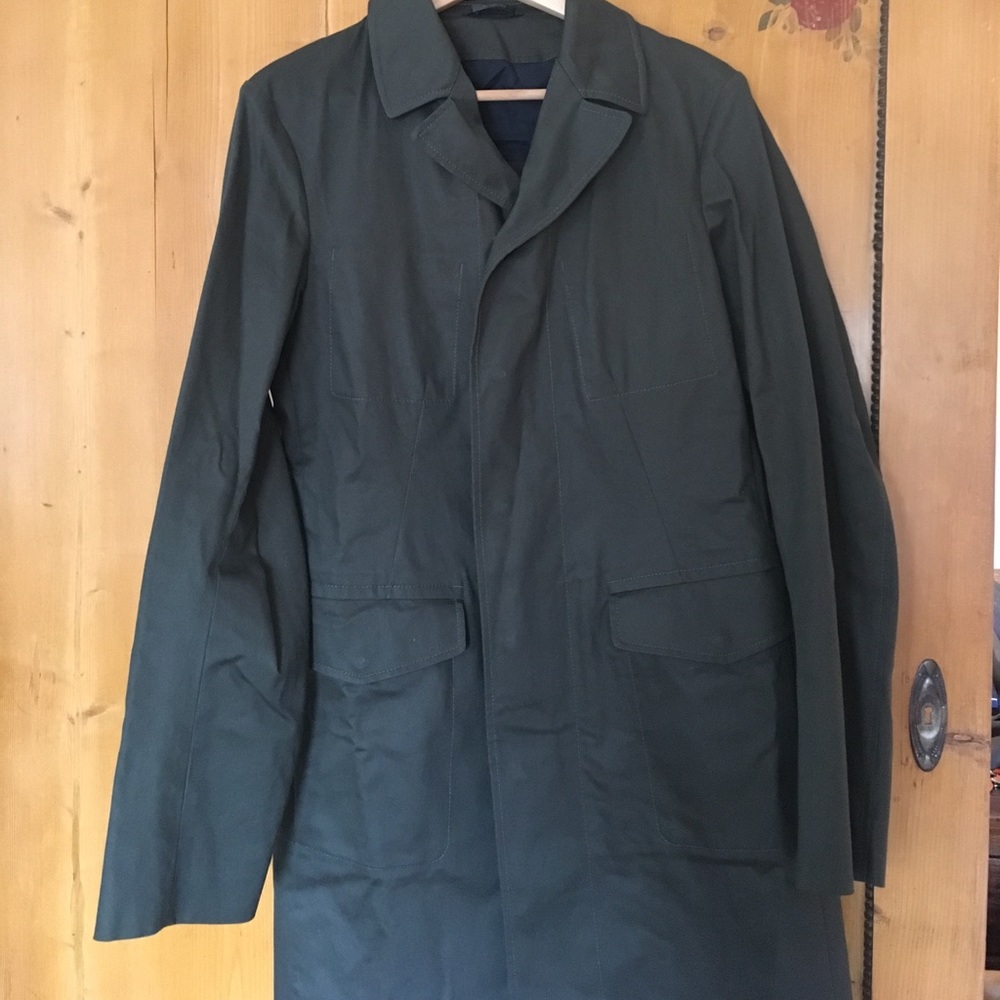 Jil Sander Olive Army Green Coat Trench Pockets - Picture 2 of 8