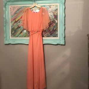 Vintage Coral chiffon long dress