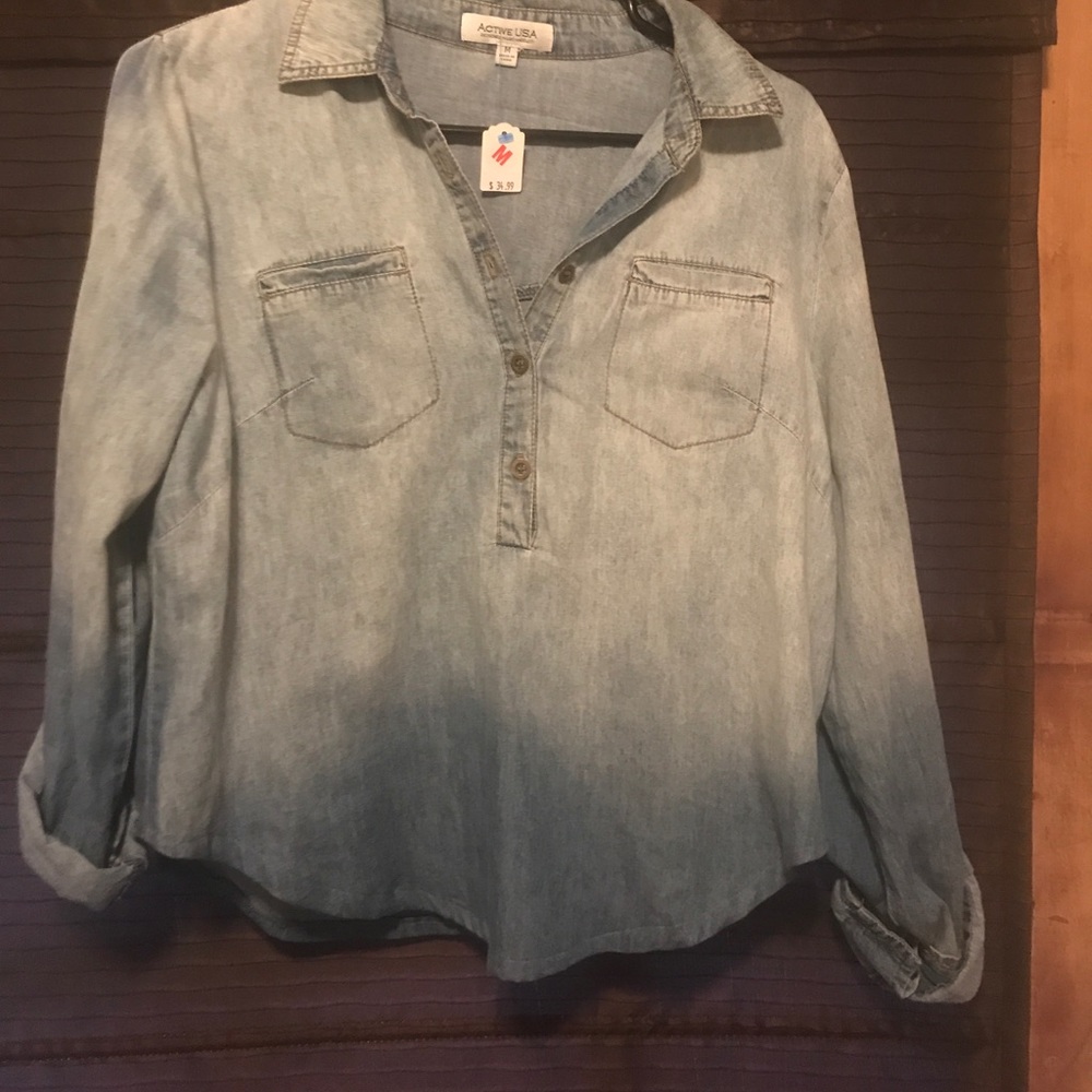 Ombré  blue jean  shirt light weight