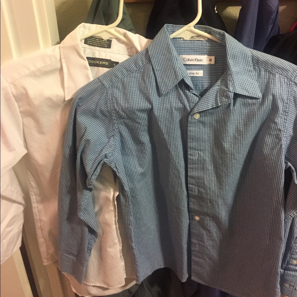 Two boys dress up shirts