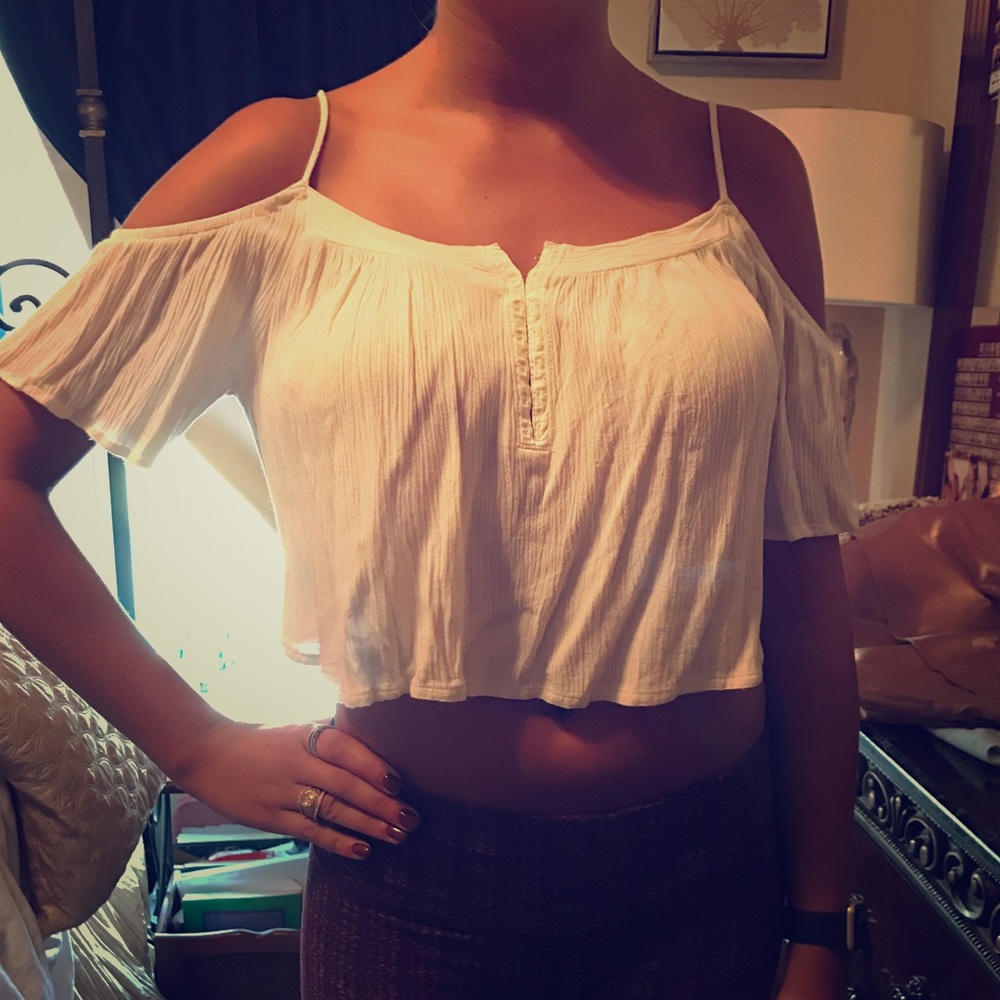 White off the shoulder crop top