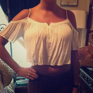 White off the shoulder crop top