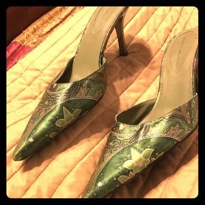 Paisley Satin Mules