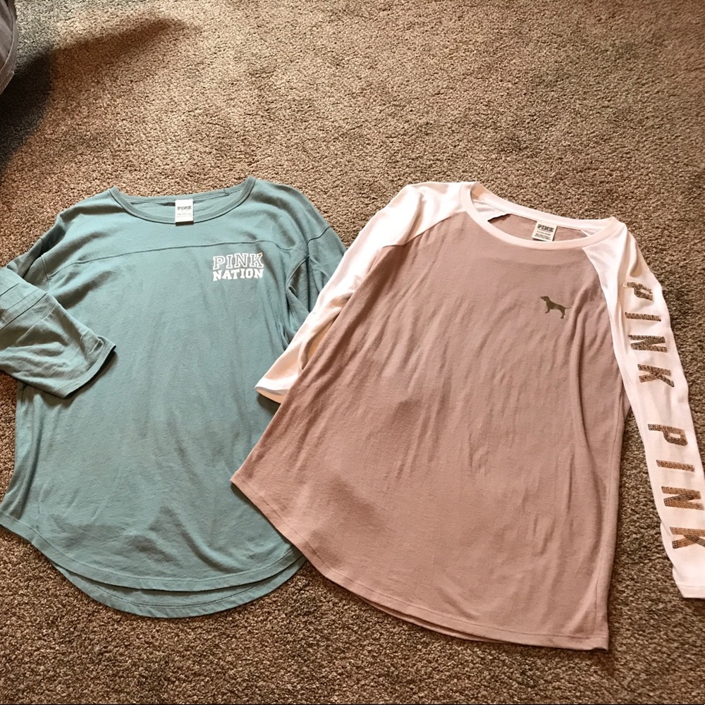 2 PINK 3/4 sleeve shirts!
