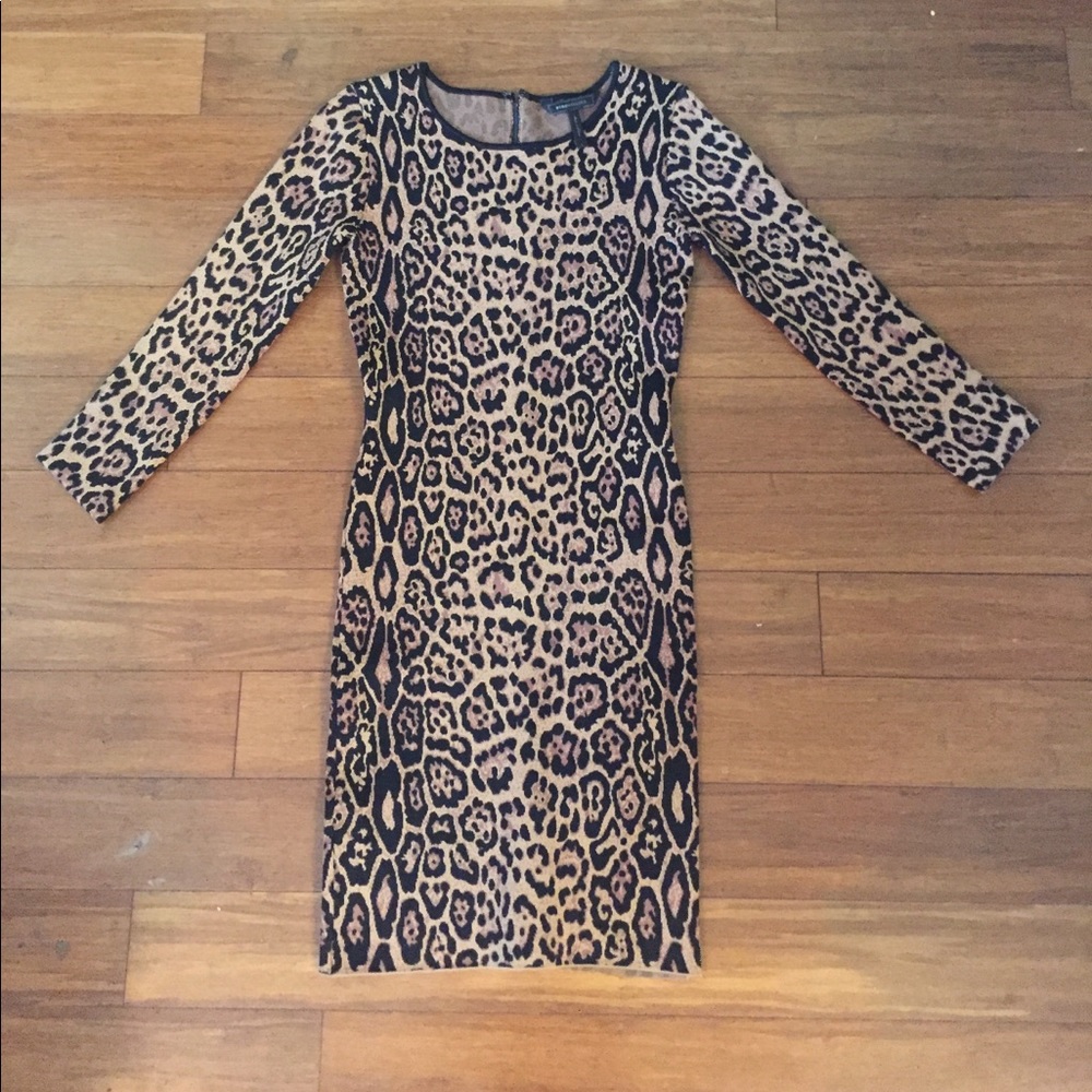 BCBGMAXAZRIA Leopard Print Long Sleeve Dress