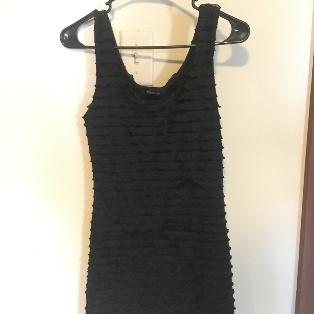 black bodycon dress with black ruffles!