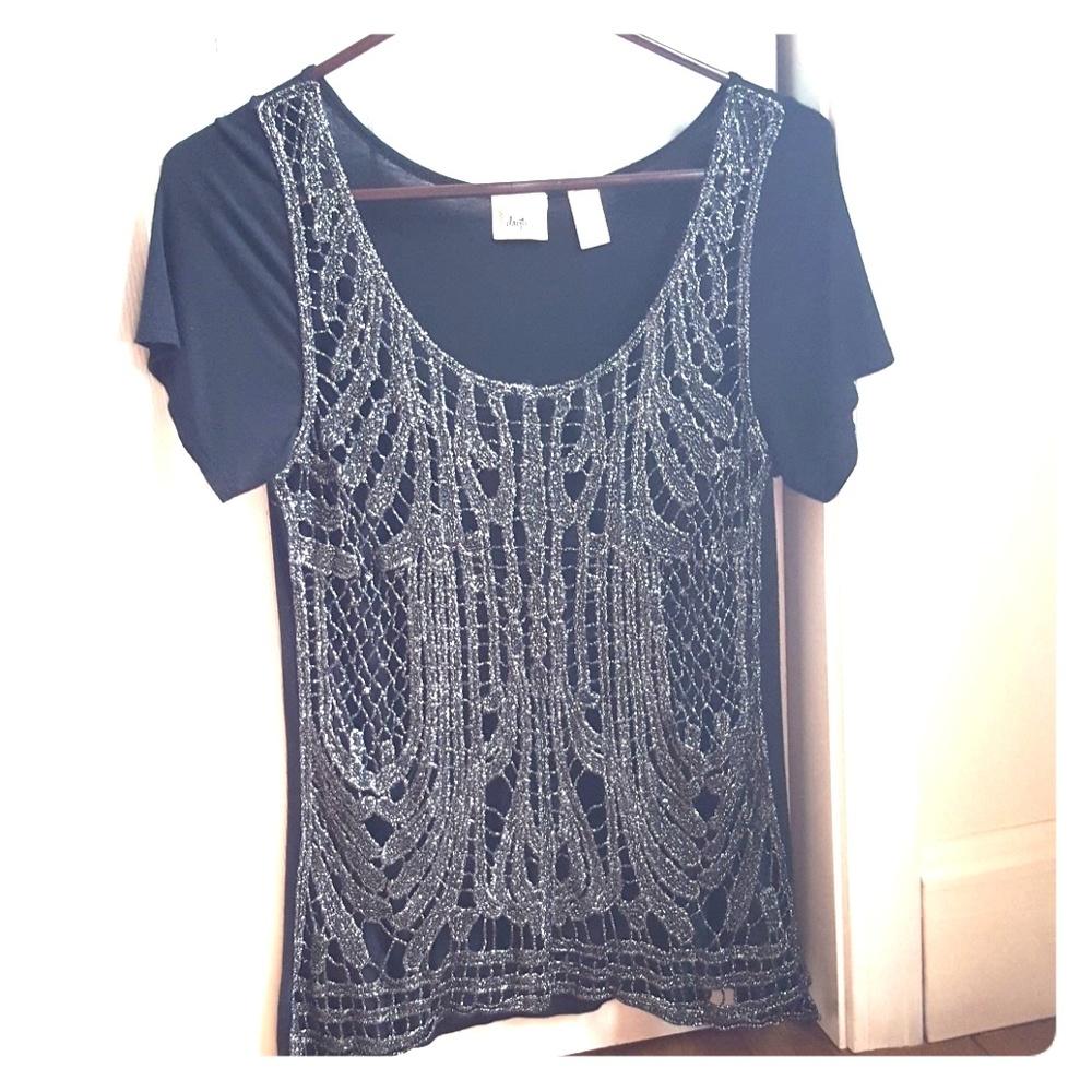 Lace Overlay  Slouchy Tee