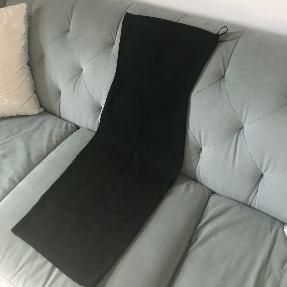 Black midi strapless dress