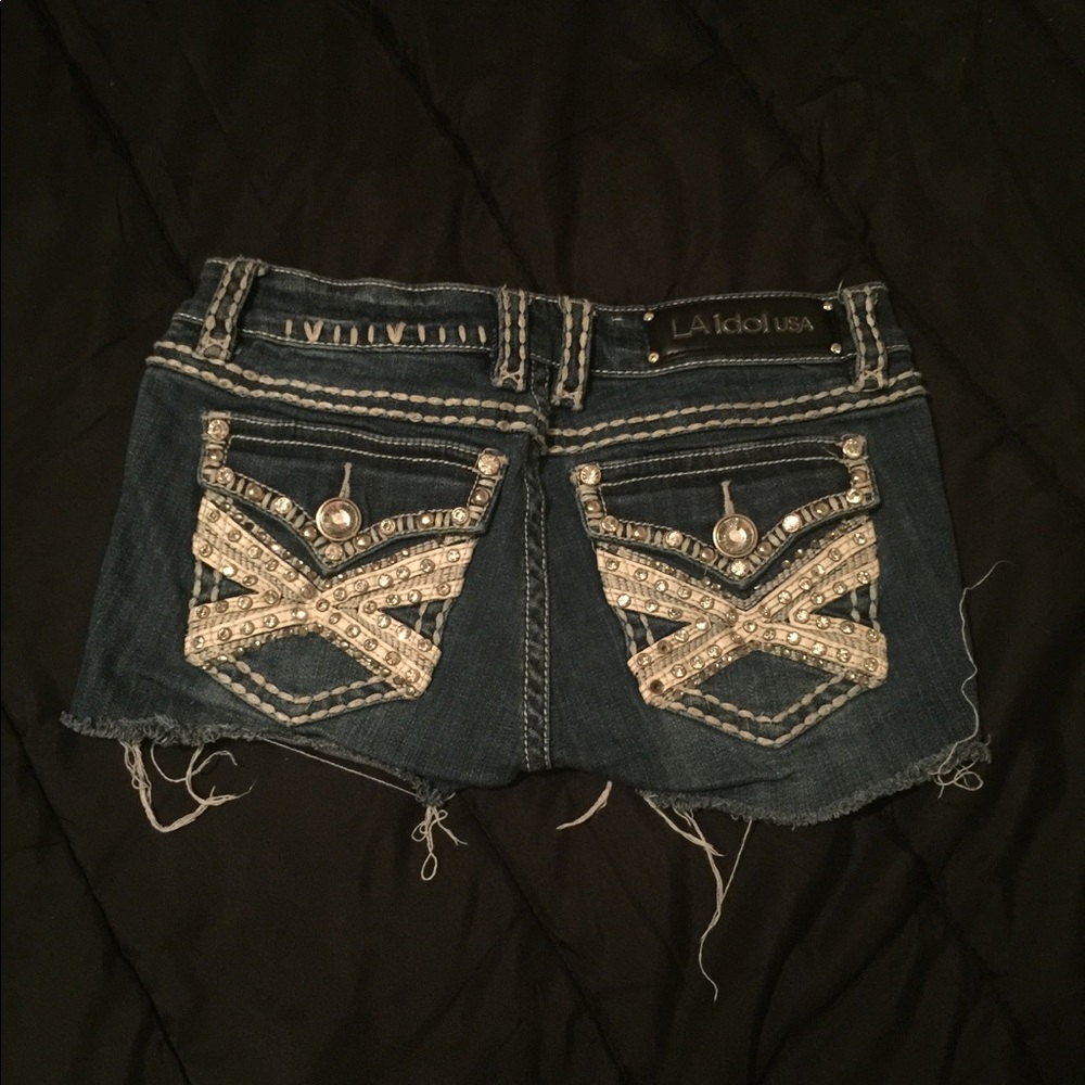 L A Idol Jean shorts w/rhinestones
