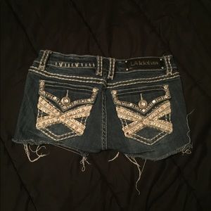 L A Idol Jean shorts w/rhinestones