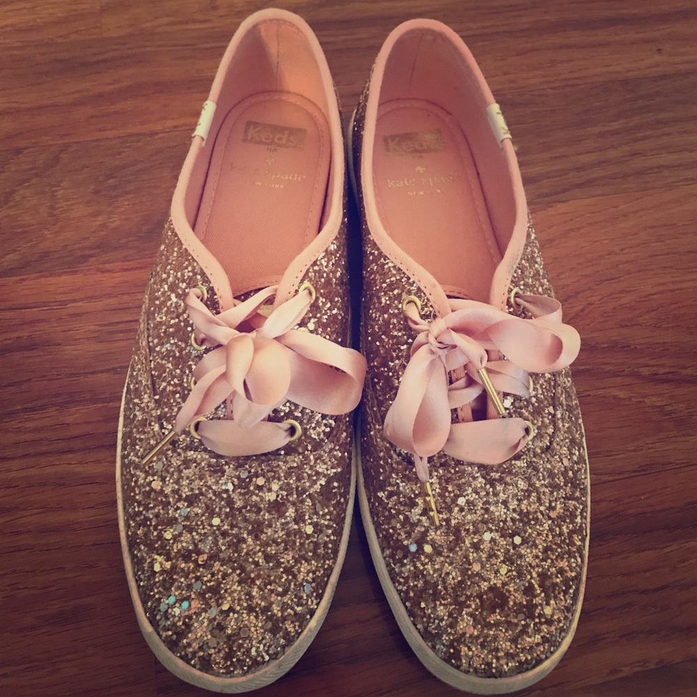 Kate Spade Keds rose gold sparkle shoes
