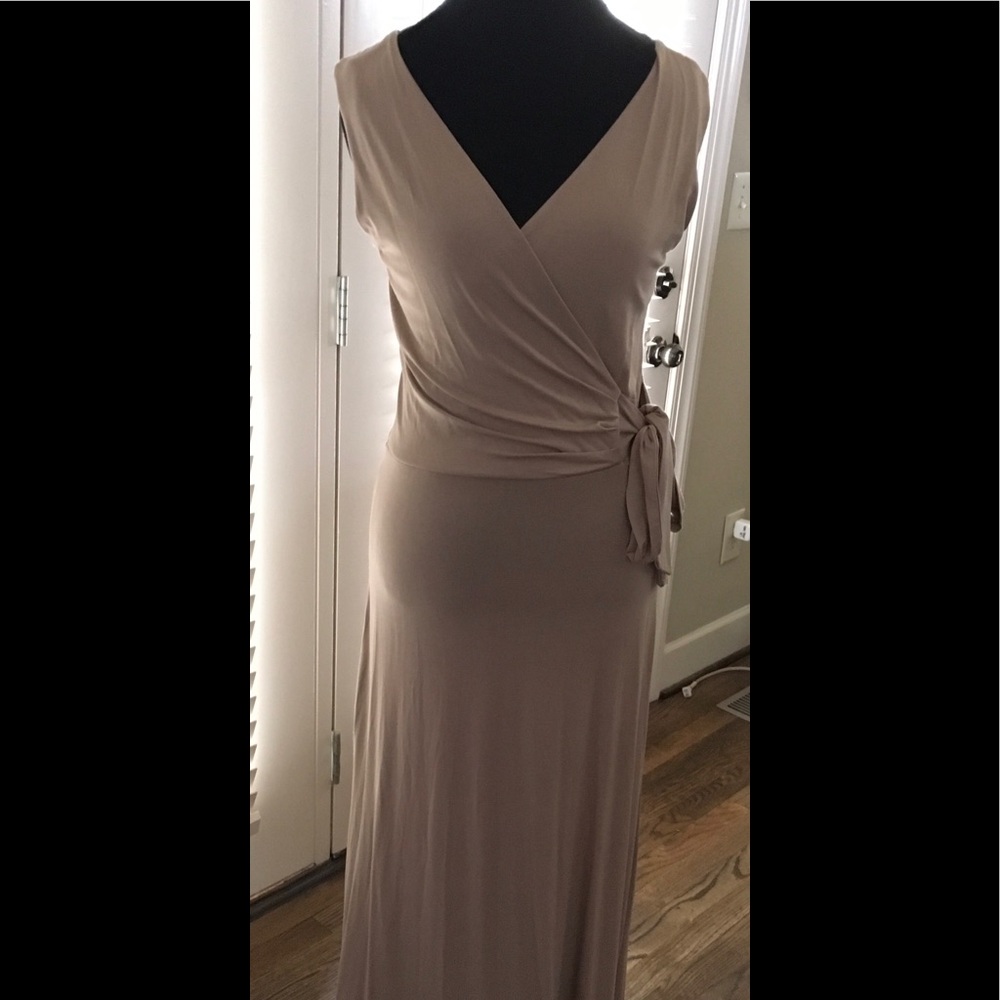 Beige faux wrap Maxi Knit Dress