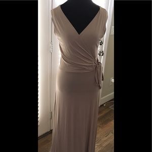 Beige faux wrap Maxi Knit Dress