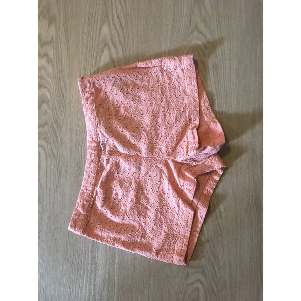 Lace eyelet pastel pink shorts