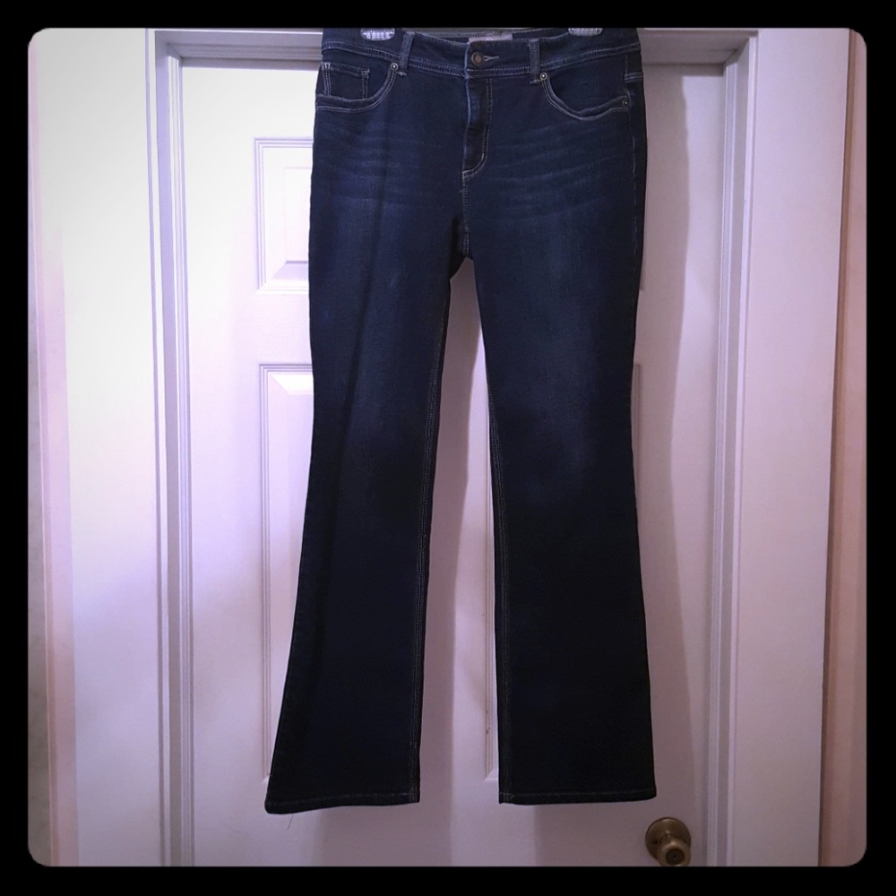 Ladies flare leg jeans.