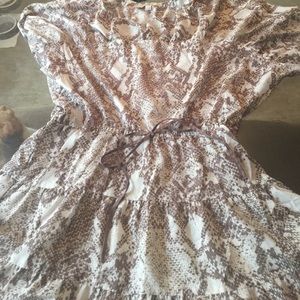 Tan and White Printed Ann Taylor Loft Dress