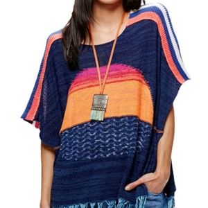 Free People fringe Sweater extra small-small Blue