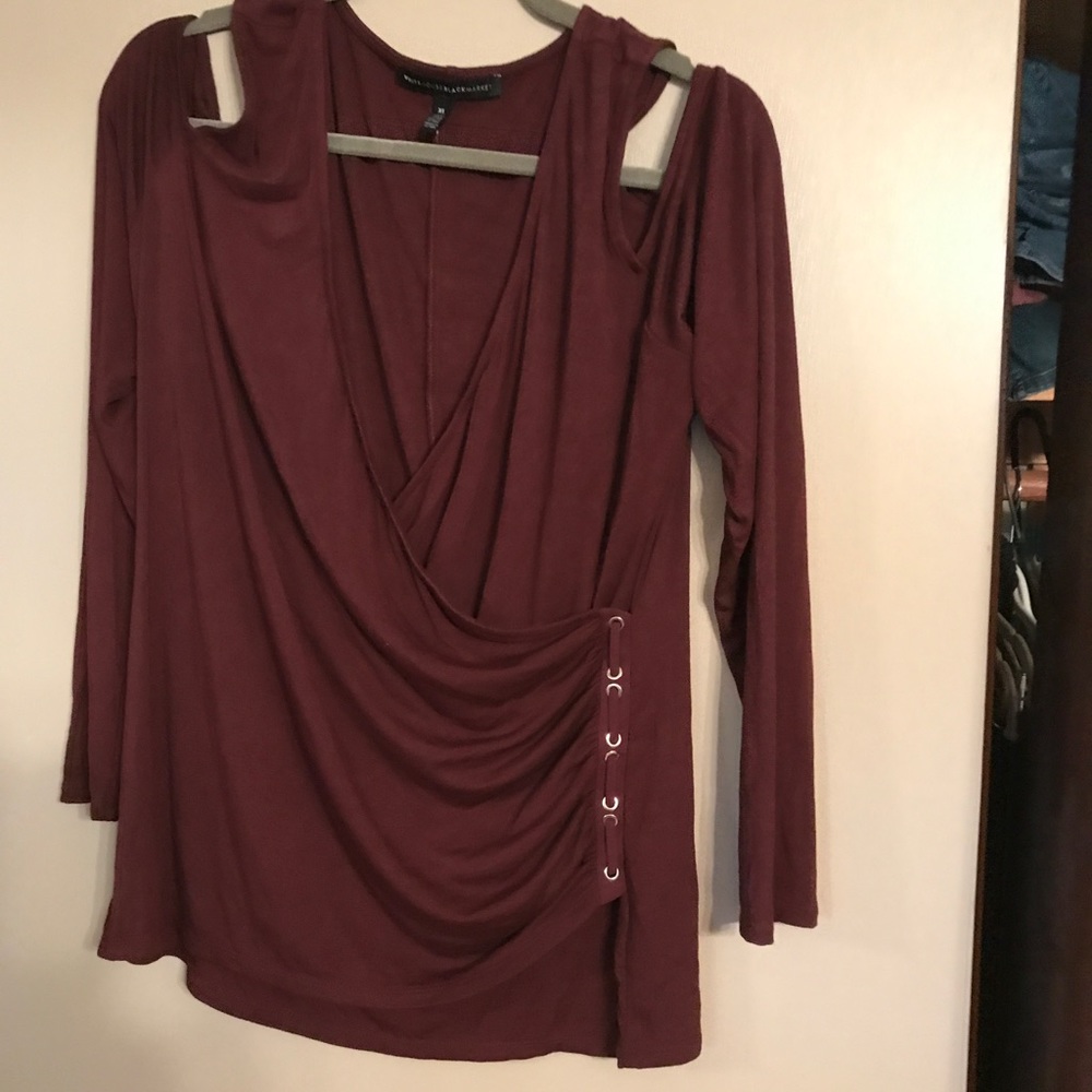 WHBM Cold Shoulder Long Sleeve Shirt