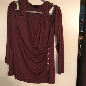 WHBM Cold Shoulder Long Sleeve Shirt