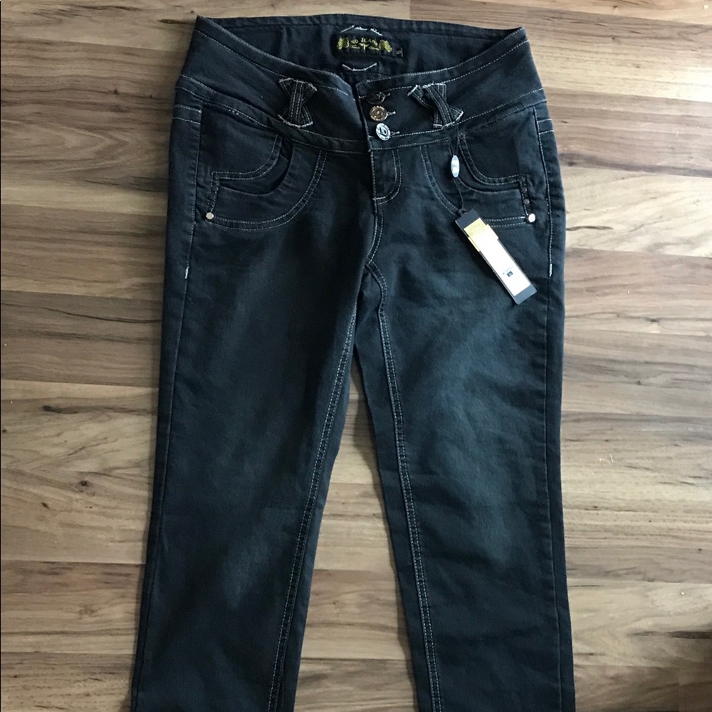 High waisted black denim jeans