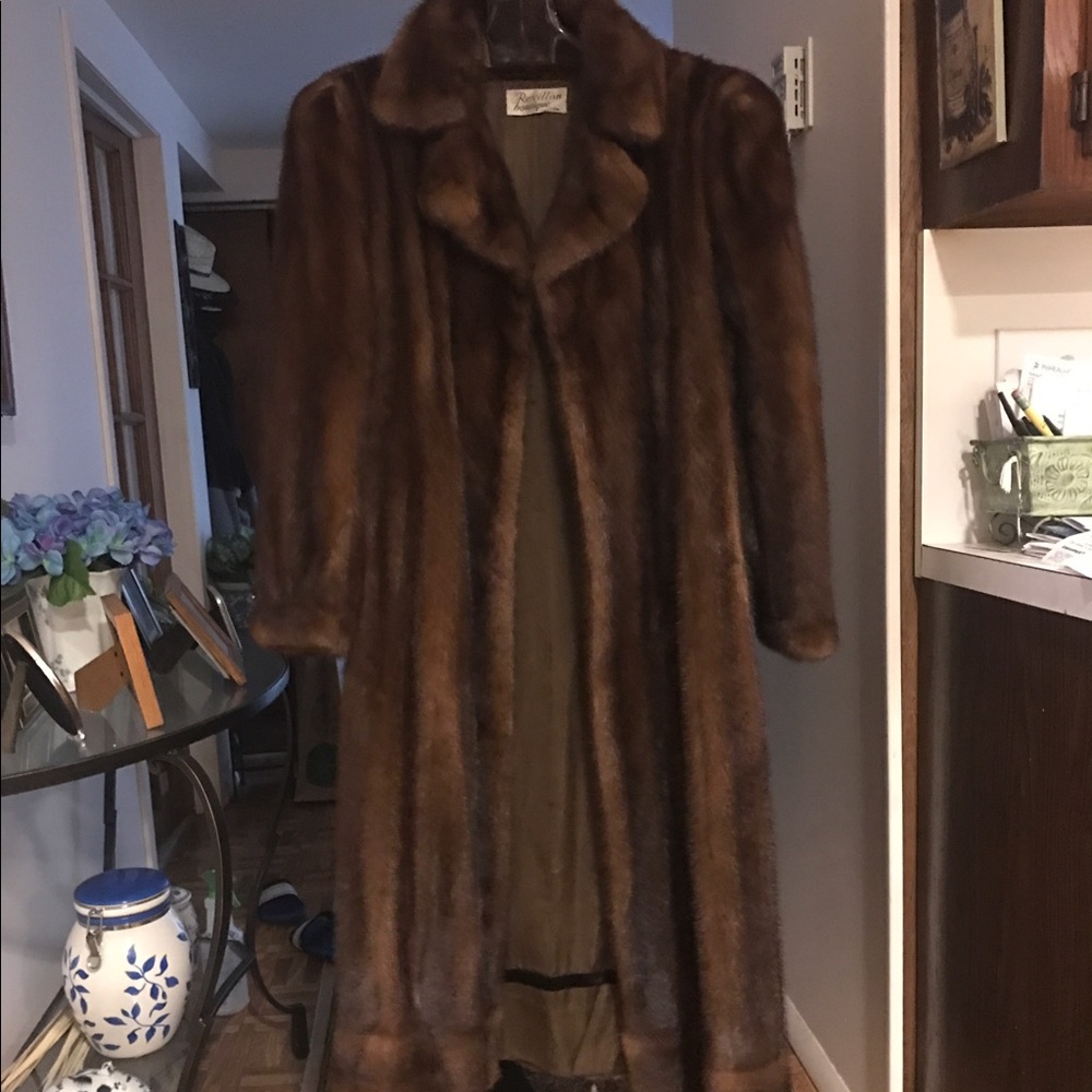 Full length brown mink coat