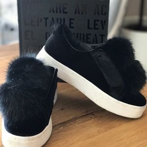 Sam Edelman Velvet Faux Fur Pom Pom Sneaker