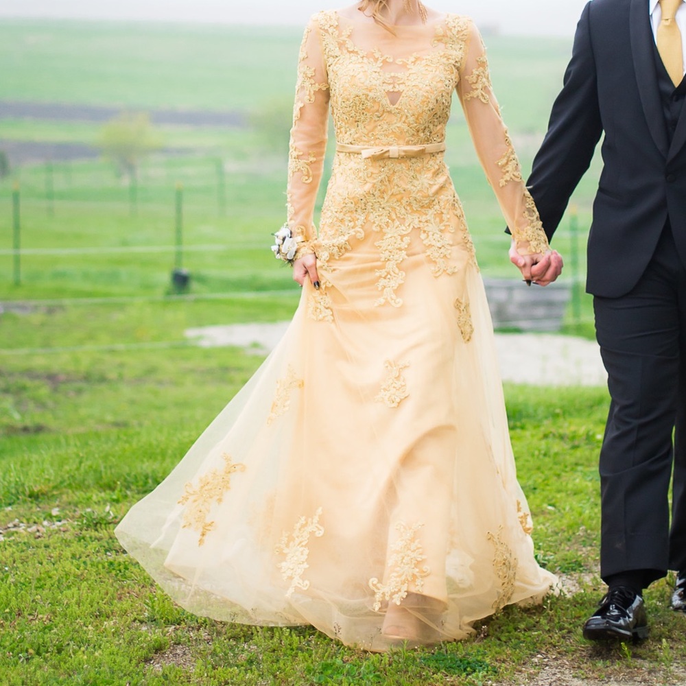 Gold prom dress