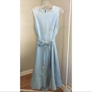 Anthropologie Embroidered Denim Dress