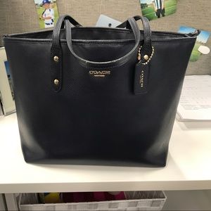 Coach Navy Leather tote