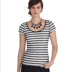 Gorgeous WHBM top with mesh inset stripes