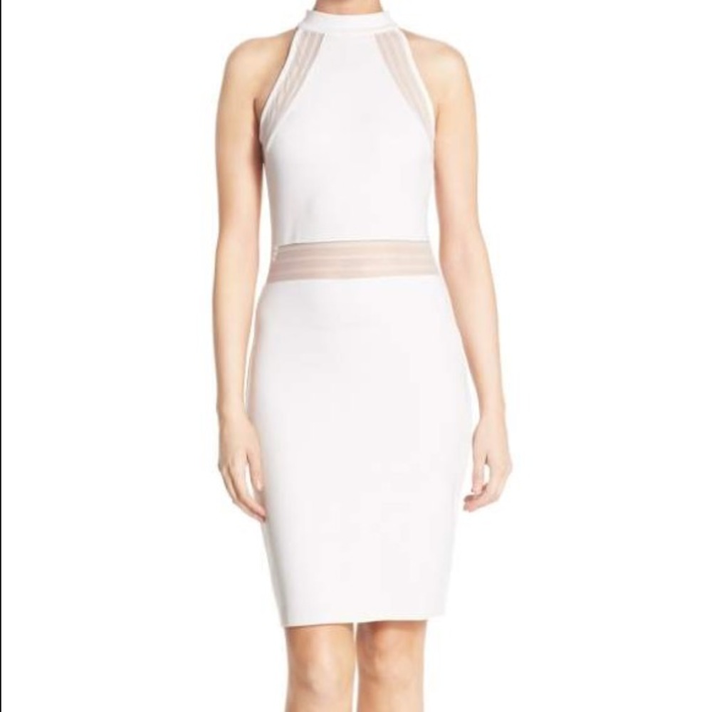 "Bette" Mesh Insets Jersey Bodycon Dress (Black)
