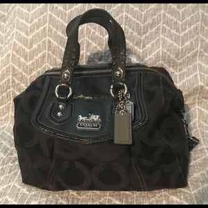 Coach Madison Op Art Audrey Black Satchel Bag