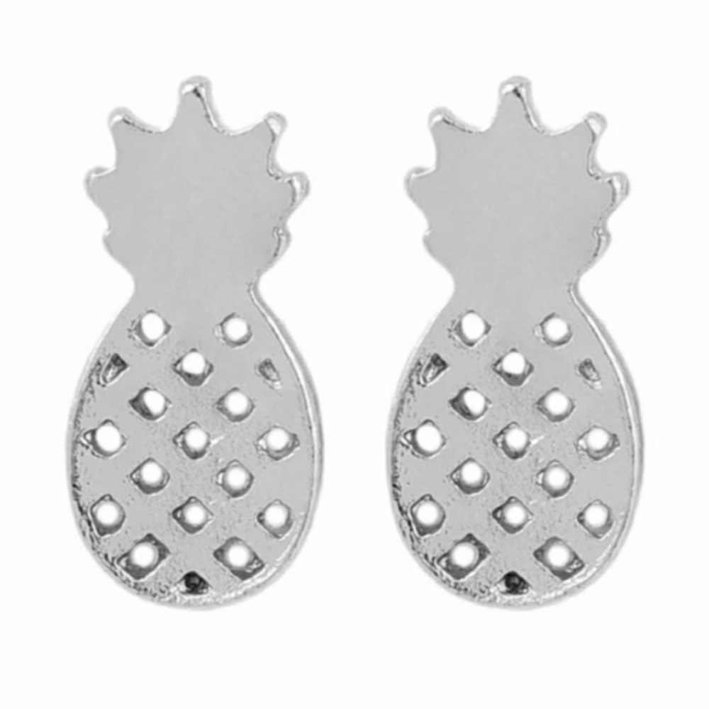 5 for $25 Silver Color Pineapple Stud Earrings - Picture 2 of 4