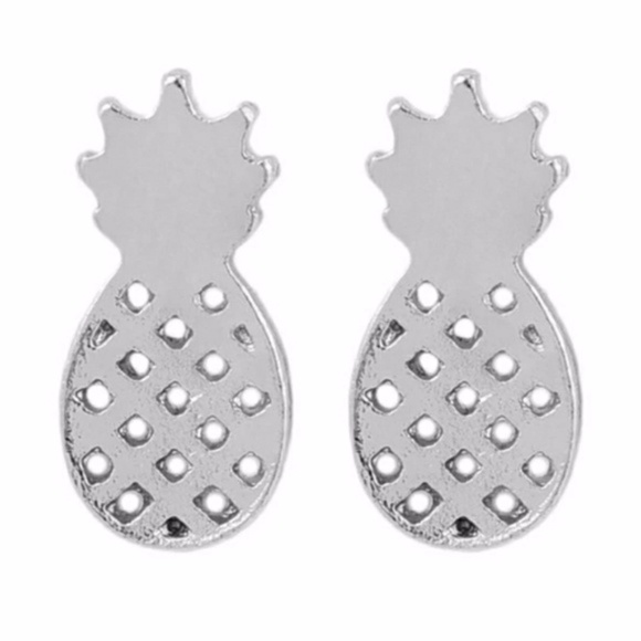 5 for $25 Silver Color Pineapple Stud Earrings - Picture 2 of 4