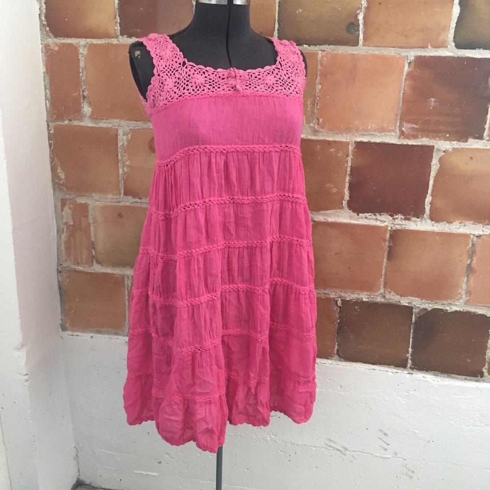 VINTAGE 70s cotton linen tiered sundress