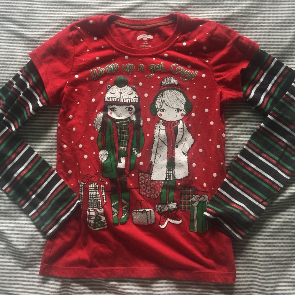 🚨 sold 🚨 Girls Cute Layered Holiday Tee