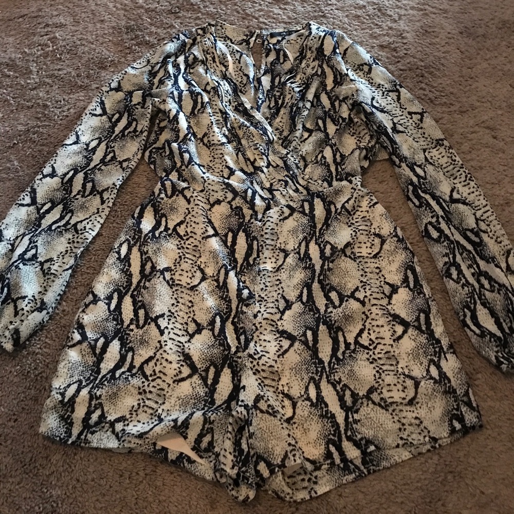 Black and white snake skin pattern romper