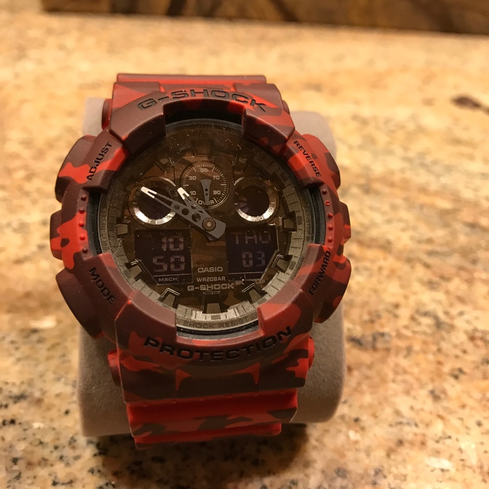 G shock Casio red camouflage watch