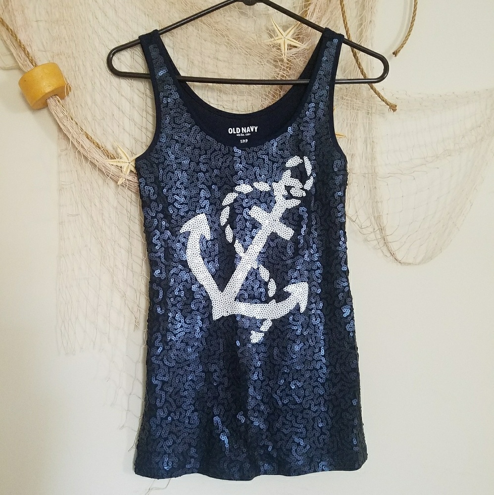 Old navy sequin anchor tee