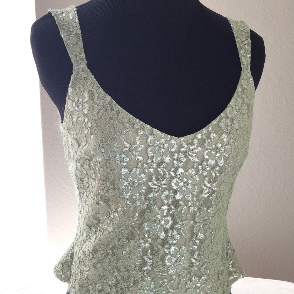 Tahari Sea Green Shimmer Top