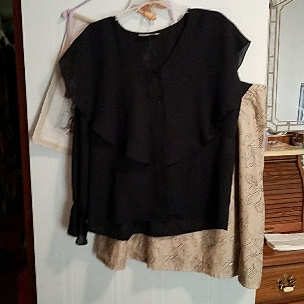 2pc Cotton S16 skirt and S12 sheer blk ruffled top