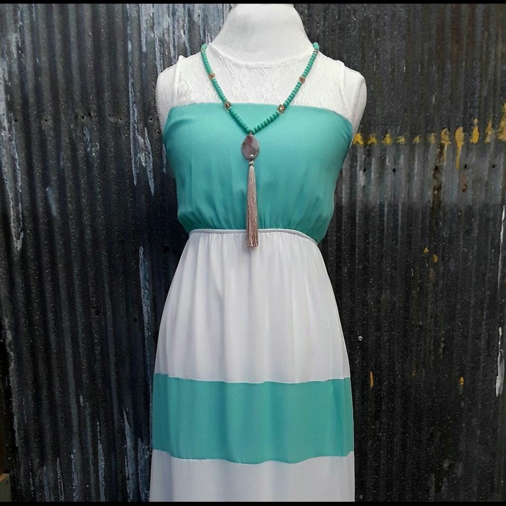 Lace striped maxi