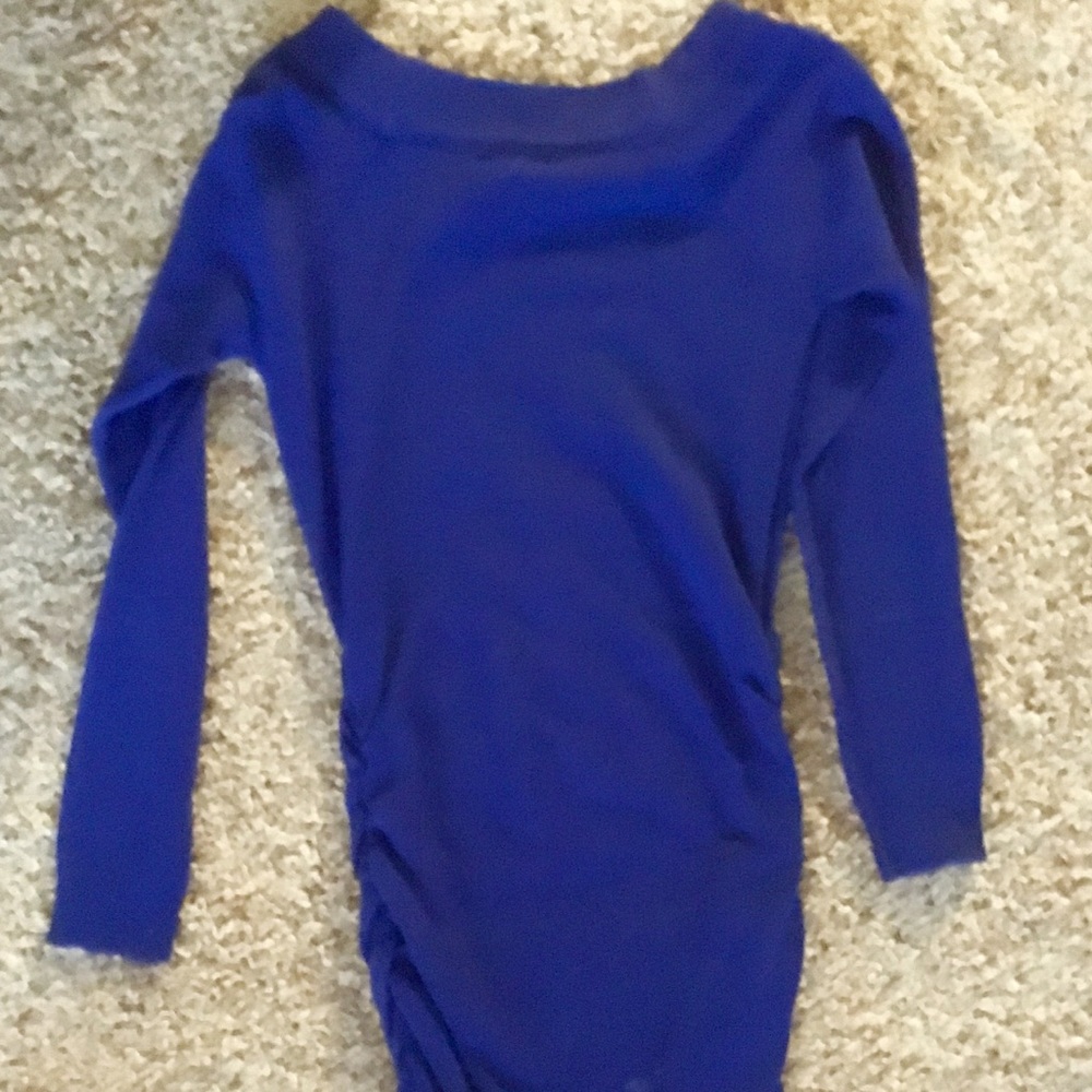 Blue sweater dress