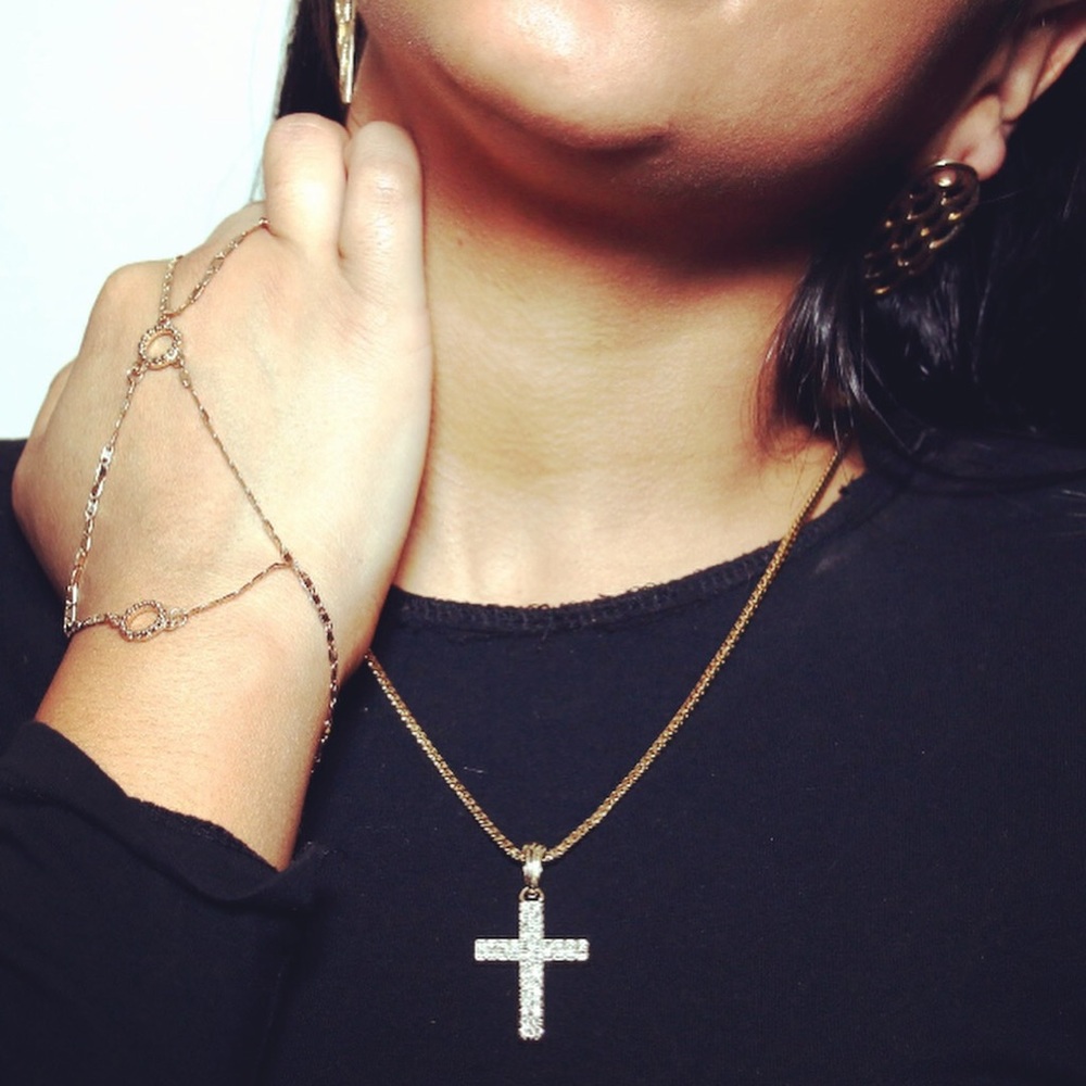 Crystal Studded Cross Necklace