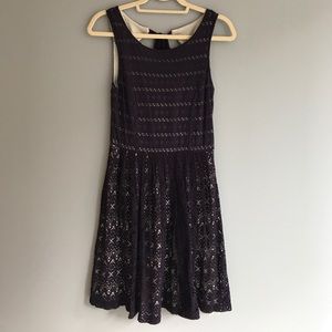 Anthropologie dress Eyelet Navy Teal Size Small