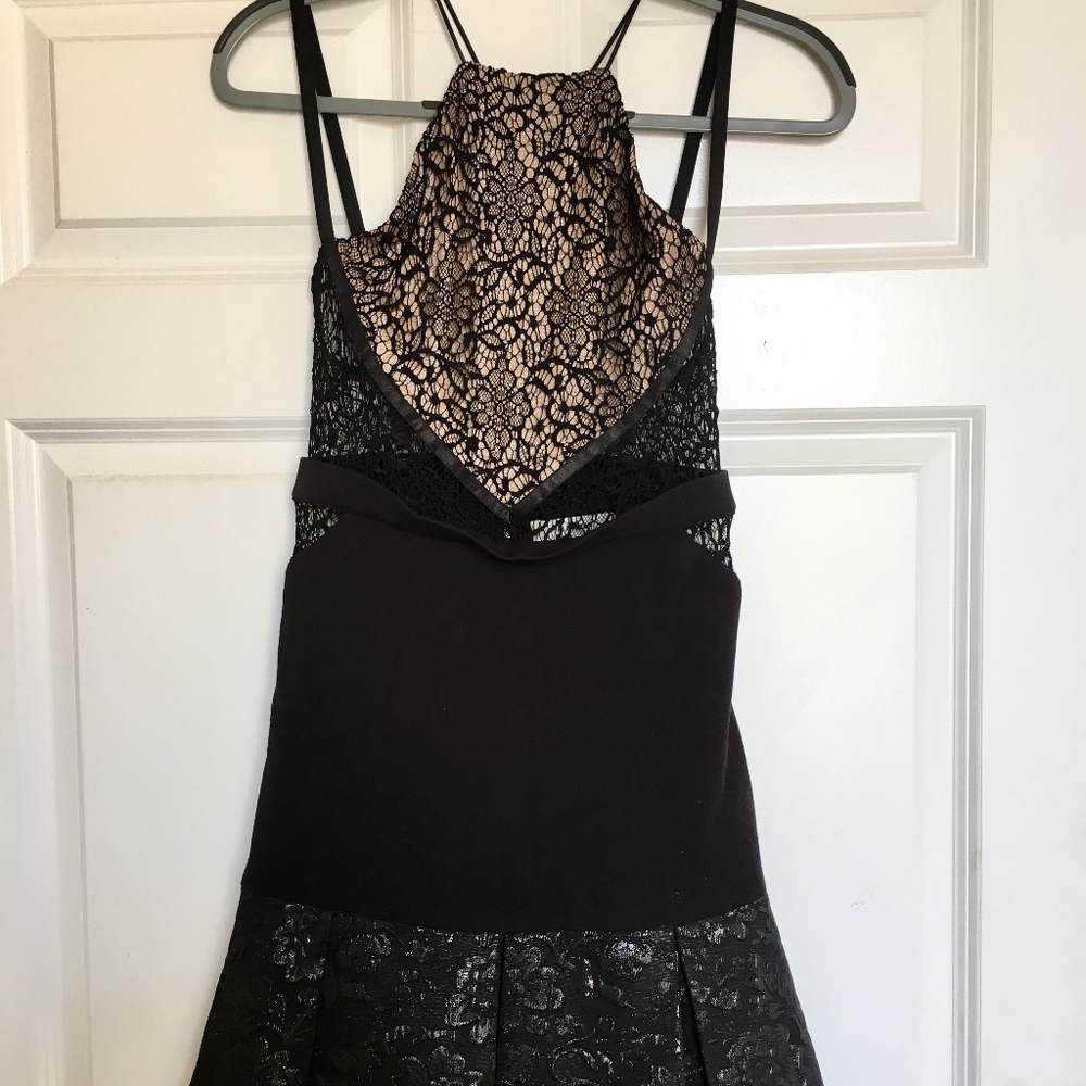 New Years Eve Three Floor Black Lace Party Dress