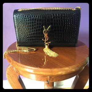 Medium YSL Kate solid gold crossbody tassel bag