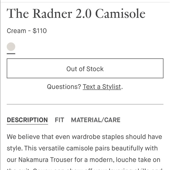 MM. LAFLEUR Radner 2.0 Camisole Sz XL Cream - Picture 7 of 7